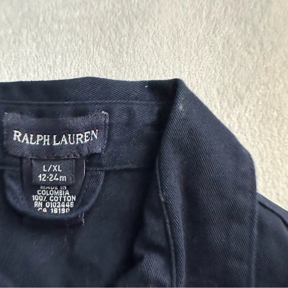 Vintage Ralph Lauren Navy Blue Baby Boys Cotton Lightweight Jacket 12-24M Infant